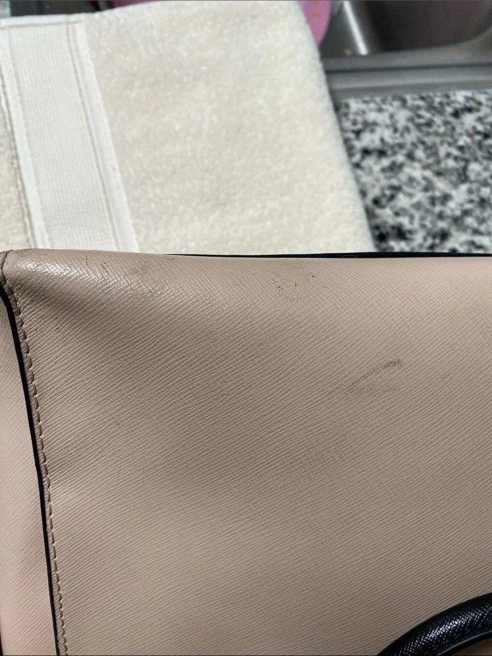 kate spade Two-Tone Beige, White & Black Leather Satchel